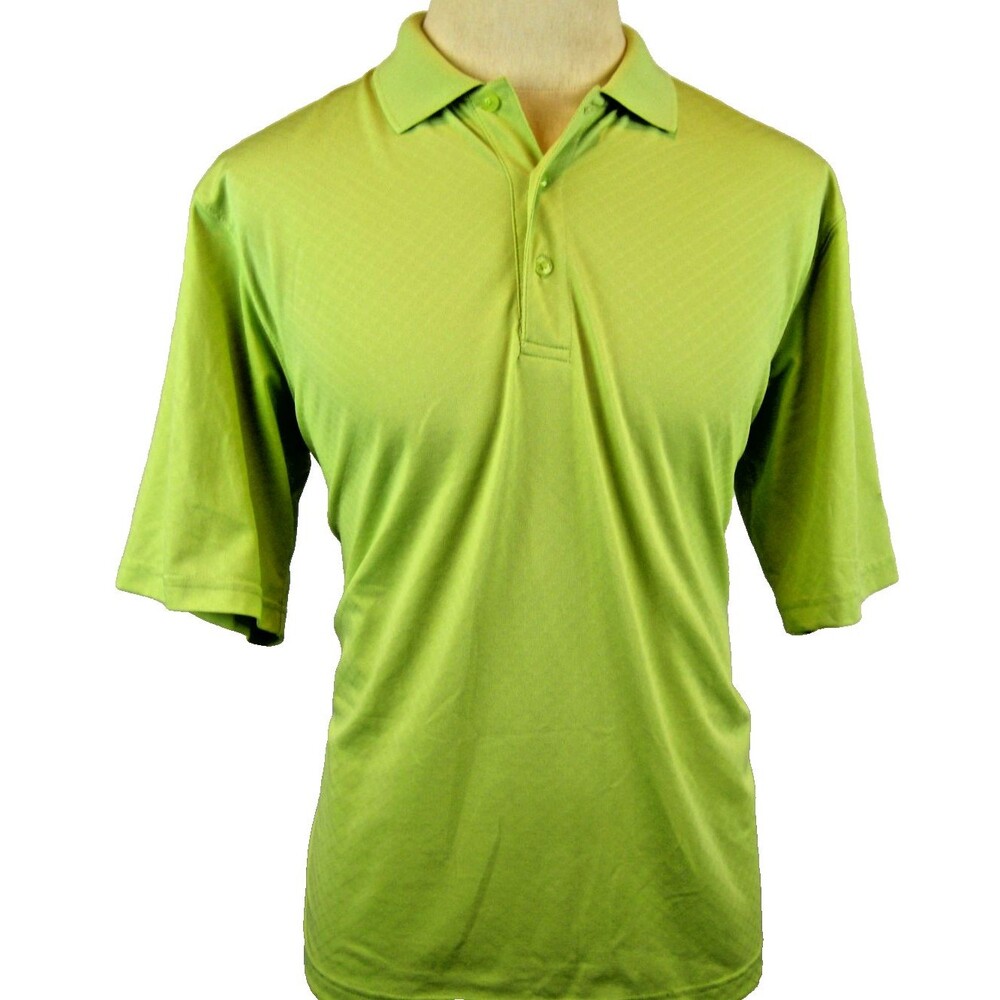 Mens Arnold Palmer Green Jacquard Polyester Performance Polo Golf Shirt sz L